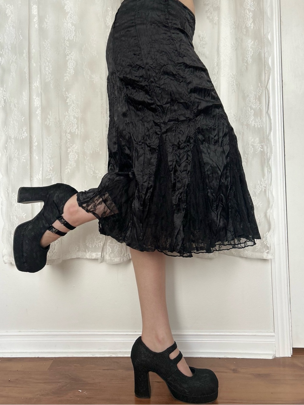 Vintage Vamp Whimsygoth Black Midi Skirt - Picture 3 of 6